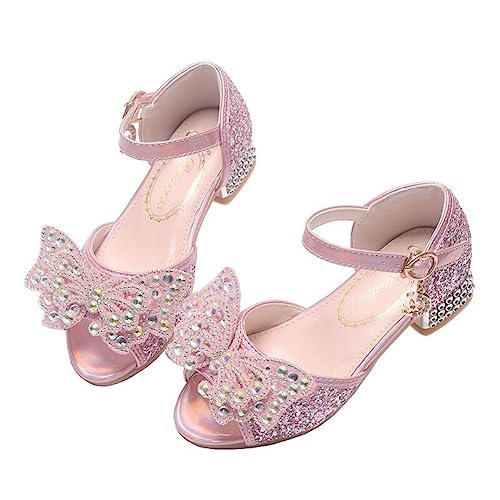 Girls Wedding Sandals Low Heel Open Toe Flower Wedding Party Dress Shoes for Toddler Little Big Kid