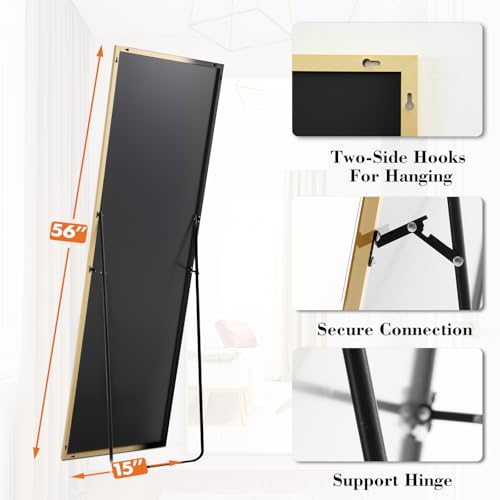 Sweetcrispy 56"x15" Full Length Mirror, Standing Full Body Mirror, Gold - Image 5