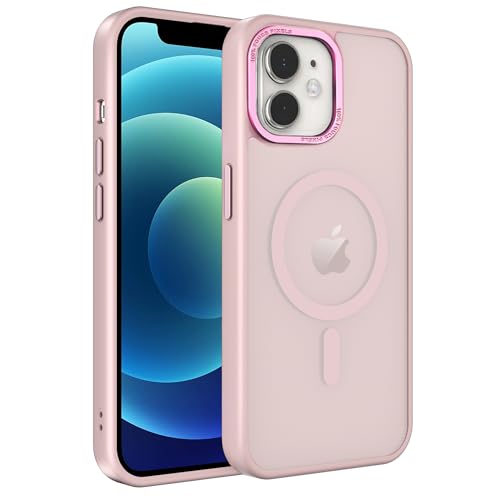 Image of Magnetic iPhone 12 /12Pro case,Compatible with Magsafe, Military-Grade Protection,Slim Translucent Matte Shockproof with Anti-Scratch Anti-Fingerprint Phone Cover (Pink, iPhone 12 /12Pro)