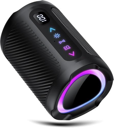 coioc Altavoz Bluetooth, inalámbrico portátil, IPX68 Impermeable, Tiempo de reproducción hasta 40H, TWS un Clic de emparejamiento, Adecuado para casa/Fiesta/al Aire Libre (Negro Mate)