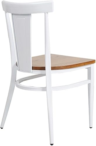Miniatura 6 de Juego de 2 sillas de comedor resistentes, sillas apilables comerciales con asiento de madera y marco de metal, capacidad de 500 libras, para cocina,