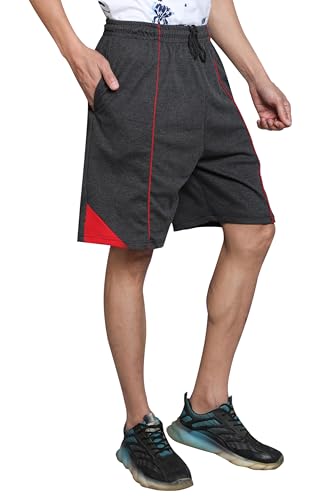 Image of Particle Men's Plus Size Hosiery Corduroy Cotton Bermuda Shorts | 230 GSM Ribbed Fabric | Big Size Casual Half Pants with Pockets for Walking, Gym & Lounge (XL-5XL)