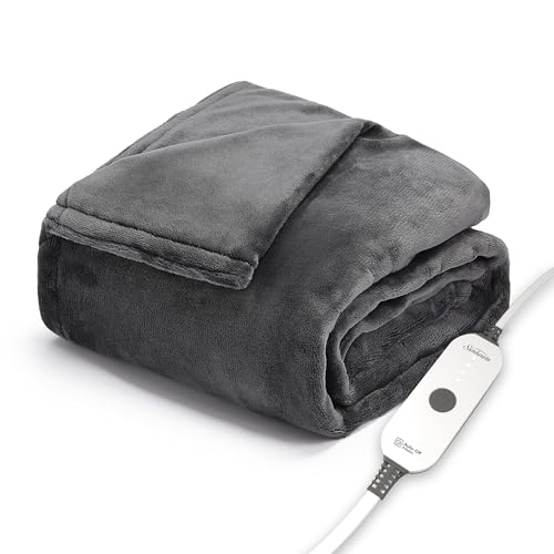 Sunbeam Ultimate Cozy Royal Posh Velvet Hand & Foot Pocket Heated Throw Electric Blanket, 50