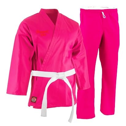 Gladiator Girl Karate Uniform with Free White Belt 6 oz. 55/45 Blend Pink size #00