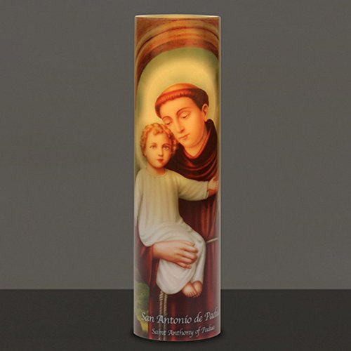 The Saints Collection Saint Anthony Led Flameless Devotion Prayer Candle, Religious Gift, 6 Hour Timer For More Hours Of Enjoyment And Devotion! Dimensions 8.1875" X 2.375" #TOP1