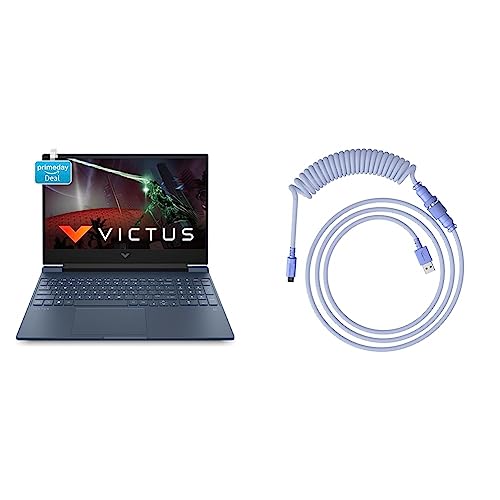 Image of HP Victus Gaming Laptop 12th Gen Intel Core i5-12450H 15.6 inch(39.6 cm) FHD IPS Gaming Laptop & HyperX USB-C Coiled Cable Light Purple