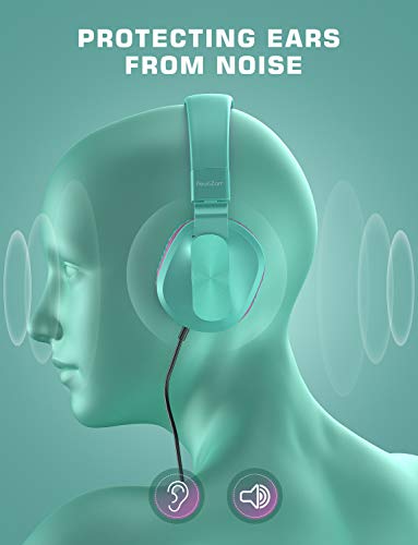 PeohZarr On-Ear Headphones with Microphone, Lightweight Folding Stereo Bass Headphones with 1.5M Tangle Free Cord, Portable Wired Headphones for Smartphone Tablet Laptop Computer MP3/4-Green