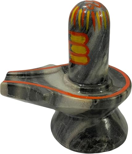 WIGANO Natural Stone Marble Lord Shiva Lingam Puja Idol Murti-Shiv Ling Idol Murti Sculpture (5 Inch)