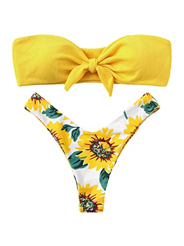 DIDK Mujer Bikini Traje de Baño de Dos Piezas Bandeau Bañadores Bañador Tankini Ropa de Baño 2019 a La Playa