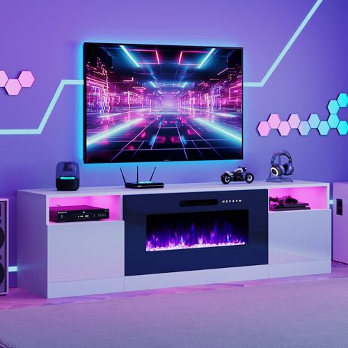 Image of AMERLIFE 80 inch Fireplace TV Stand with 40 inch Electric Fireplace