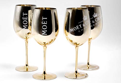 Moet Chandon - Vasos (4 unidades), color dorado, rosa y azul, dorado, 230 mm