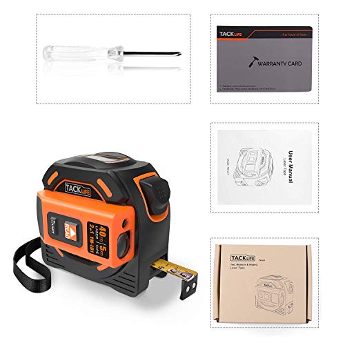 Laser Tape Measure 2-in-1, Laser Measure 131 Ft, Tape Measure 16 Ft Metric and Inches with LCD Digital Display, Movable Magnetic Hook, Screwdriver, Nylon Coating for DIY, Construction - TM-L01