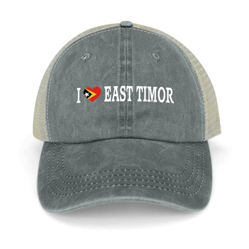 Yelolyio Casquette de baseball I Love Timor oriental Drapeau du Timor oriental Casquettes de soleil Chapeau patriotique Casquettes pour hommes et femmes Casquettes en maille Casquettes de sports de