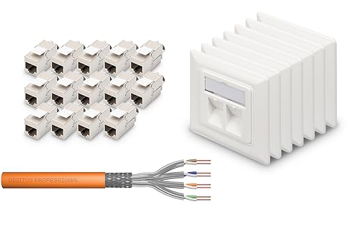 Câble réseau Cat.7 S-FTP PiMF DIGITUS 1200 MHz en cuivre pur avec accessoires Keystone Cat-6A