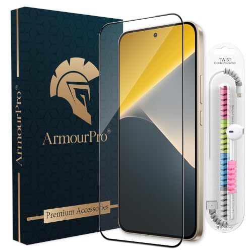 Image of ArmourPro Military-Grade Tempered Glass for Poco X8-9H Anti Scratch, Edge-to-Edge Coverage, HD Clarity, Smooth Touch, Case Friendly, Easy Installation Kit with Cable Protector