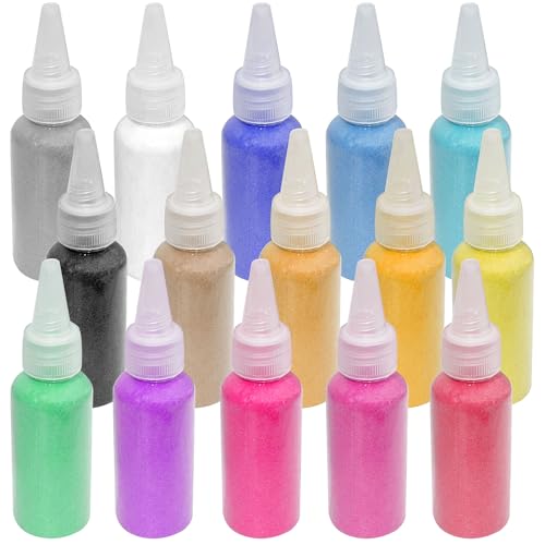 Woohome Art Kit, Bricolage en Sable, Set de Décoration de Fête de Mariage avec Vase Coloré en Verre et Scène de Sable (15 Couleurs)