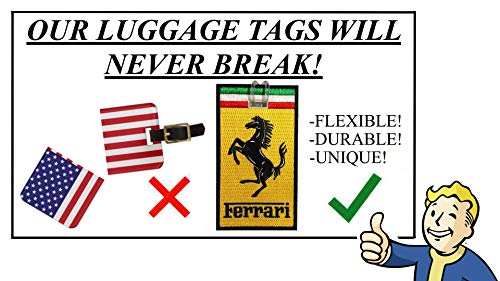 Luggage Tags, Ferrari Logo, Embroidered, 2 Pack, 12 Colors, Never Break! #TOP1