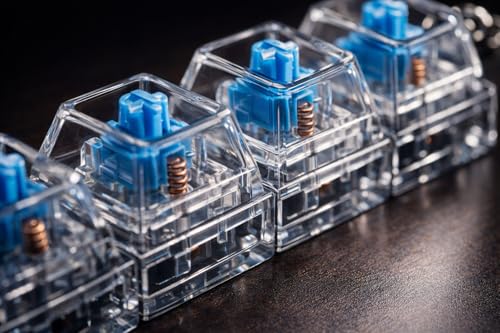 Image of Questsole Mechanical Keyboard Switch Keychain - Transparent Blue Tactile Switch Fidget Keychain, Clicky Typing Feel (MODEL-52)