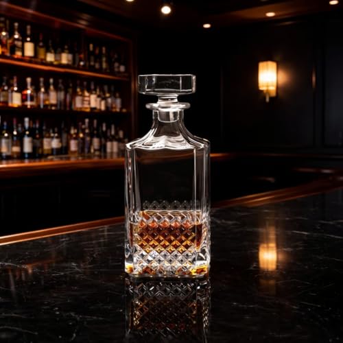 Image of PrimeWorld Crystal Glass Decanter with Stopper (750 ml) | Premium Liquor & Wine Decanter for Whiskey, Scotch, Bourbon, Vodka, Brandy & More | Elegant Glass Bottle for Home Bar & Gifting (1 Pc)