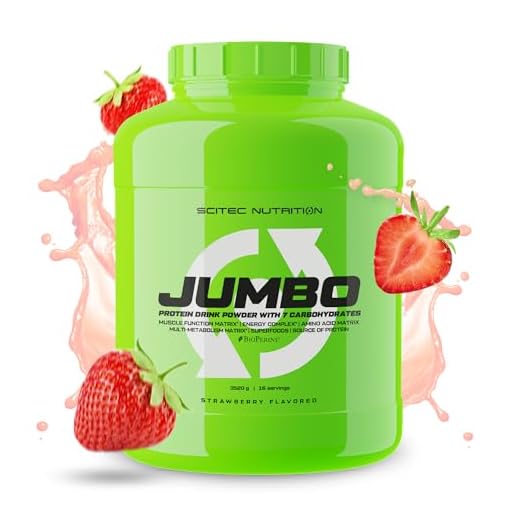 Scitec Nutrition Jumbo - Hochkalorischer Weight Gainer - mit Mehrkomponenten-Protein - Aminosäuren-Matrix - Metabolische Matrix - Superfood-Mischung, 3,52 kg, Erdbeere