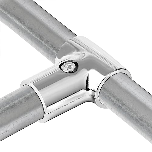 eoere 6 Sets 1-1/4\"(32 mm) Tee Pipe Fitting Reducing Tee Socket, T Pipe Clamp Connector Chain Link Fence Clamp, Aluminum Alloy Tee Chain Link Fence End Rails Clamps