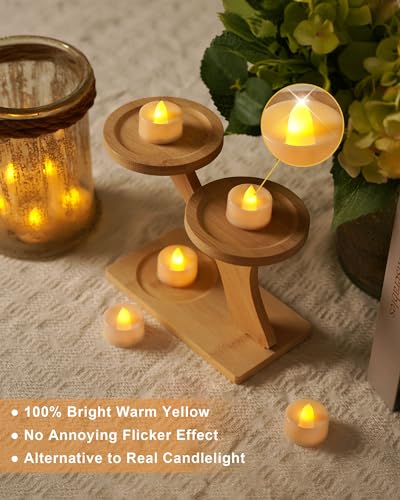 Image of BEICHI Flameless Candles, 100Pack Battery Operated Candle, LED Tea Lights Candle Battery Operated, Flickering Fake Votives for Wedding Halloween Christmas Diwali- Warm Yellow