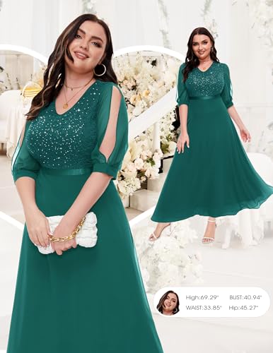 Image of Wedtrend Women's Sequin Dresses Sparkly Glitter Dress Split Sleeves Formal Dresses Maxi Evening Dress