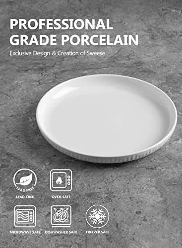 Sweese 175.001 Porcelain Dessert Plates Set Of 6, White Salad Plate, 7.4 Inch #TOP4