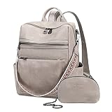 AGLOD Bolsa de couro feminina de grife, bolsa de ombro feminina, moda falsa, trabalho, viagens, Kcus22001-cinza, Medium to Large, Mochila feminina de couro moderna