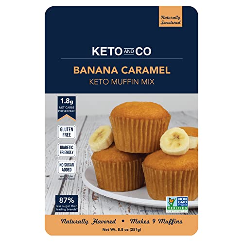 Banana Caramel Keto Muffin Mix by Keto and Co | Just 1.8g Net Carbs Per Serving | Gluten Free, Low Carb, No Added Sugar, Naturally Sweetened| (Banana Caramel Muffins)