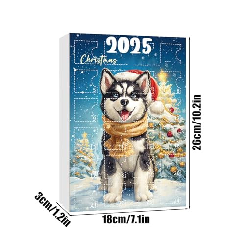Arroopu Adventskalender mit Hunde-Motiv - 2D Flach Wiederverwendbar Saisonal,24-Tägiger Adventskalender Mit Anhängern In Hundemotiv,Für Familien Freunde Erwachsene Haustierliebhaber Bäume Fenster Und
