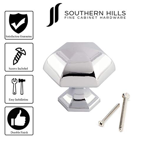 Southern Hills Polished Chrome Cabinet Knobs - Pack Of 5 - Chrome Dresser Knobs - Cabinet Hardware - Chrome Drawer Pulls - Chrome Cabinet Pulls - Vanity Knobs - Kitchen Door Pulls Drawer Shkm023-Chr-5 #TOP4