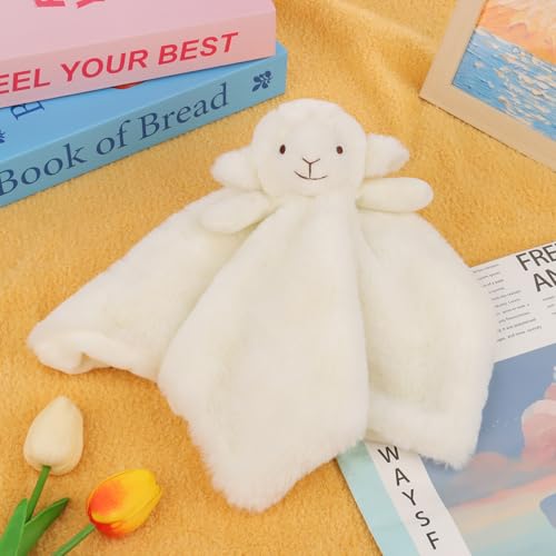 Apricot Lamb Luxury Snuggle Plush White Lamb Sheep Infant Stuffed Animals Security Blanket Nursery Character Blanket (White Lamb, 14 Inches) - Image 3