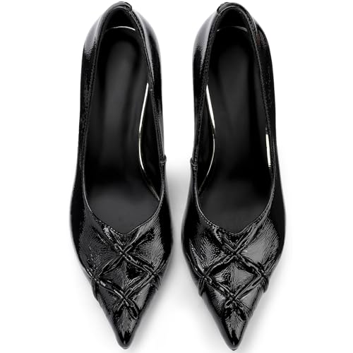 TDD Patent Leather High Heels for Women Chunky Block Stylish Sexy Pointed Toe Shoes Dressy Comfortable Sexy Elegantes Slip On Sparkly Ladies Formal 3 Inch Pumps4