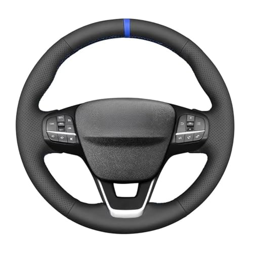 Protector Volante Funda Volante Piel Sintética para Ford para Bronco para E-Transit Sport para Escape para Maverick para Transit 2020-2024 Accesorios Interior(Black Thread)