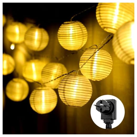 SALCAR 20 m LED-lampion ljusslinga utomhus, 80 LED-ljusslingor trädgårdslykta dekoration 3 m 31 V säkerhetsnätdel – varmvit