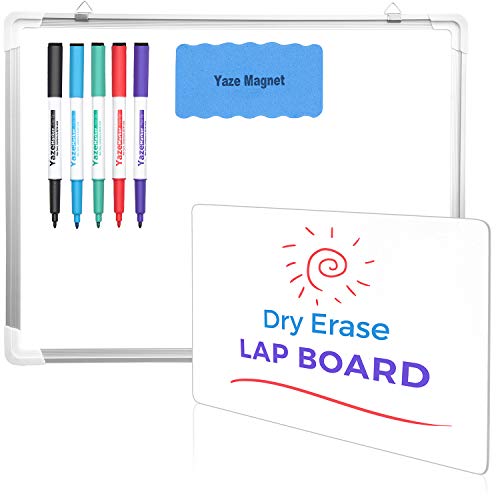 Dry Erase White Board with Lap Board: Hanging Writing, Drawing & Planning Large Whiteboard for Cubicle & Wall | 24X18 | 5 Magnetic Markers & Eraser | Easy to Clean Lapboard for Kids Office, School