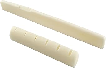 Miwayer 1 pair 6 String YMH Acoustic Guitar Bone Bridge Saddle and Nut Made of Real Bone(Acoustic YHM Bridge 1 pair)
