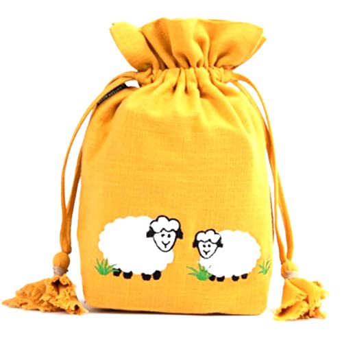 Sac à tricoter en coton doux Lantern Moon, l'écrin brodé doré pour chérir vos créations fait-main