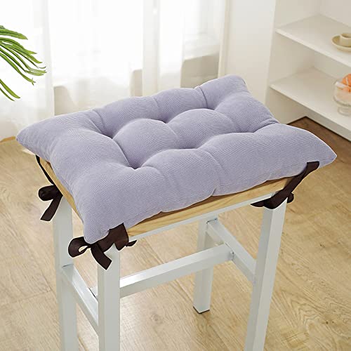 Set mit 2 superweichen, rechteckigen Stuhlkissen mit Bändern, Kissen für kleine Hocker, Büro und Schule, Violett 25 x 35 x 5 cm, bequeme Sitzkissen
