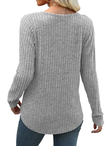 Womens Sweaters Long Sleeve Shirts V Neck Sweatshirts Loose Casual Tunic Tops Criss Cross3