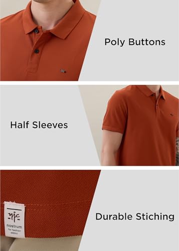 Image of Nostrum Cotton Half Sleeve T-Shirt for Men Boys, Regular Fit, Cherry, Stylish Mens T-Shirts, Polo T Shirt for Man, Collar T Shirts for Men