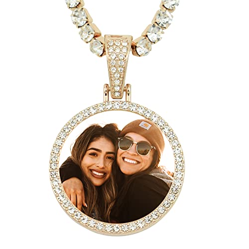 Picture Necklace Personalized Custom Picture Necklace Picture Chains for Men Photo Necklaces Customized Picture Memorial Necklace with Picture Dog Tag Necklace Personalized Photo Customized Pendant Hip Hop Jewelry Gift for Women Family and Lover2