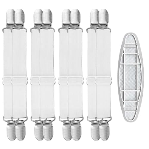 Clip de Fijación de Sábanas - Sujeta Colchones Extensible y Ajustable, Sujeta Sábanas Bajeras para Sofá, Colchón, Nórdico - Pack de 8 Unidades