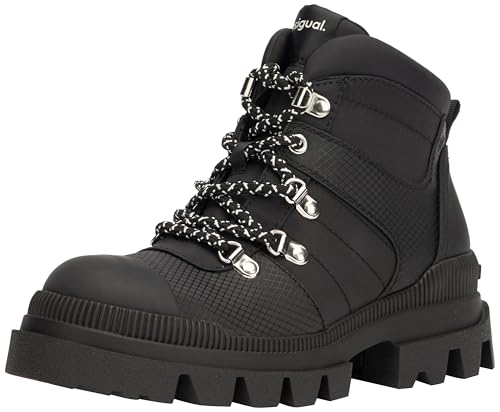 Desigual Chaussures Plates en Nylon pour Femme Bottes Tendance, Noir, 40 EU