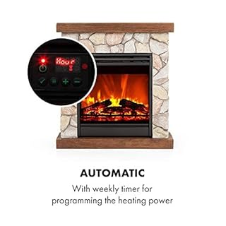 Klarstein Camino Elettrico Basso Consumo, Camino da Terra per Soggiorno, Camino Elettrico da Parete, Caminetto Elettrico 1800W, Camino Finto Decorativo LED, Telecomando, Timer, Controllo Temperatura