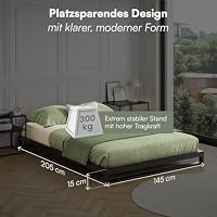 skølm Vidar Metallbett 140x200 cm – Bett aus Metall mit Lattenrost – stabiles Metall Bettgestell Schwarz – Bettrahmen geeignet als Doppelbett – Doppelbettgestell 15 cm hoch – Gästebett – Ansicht 2