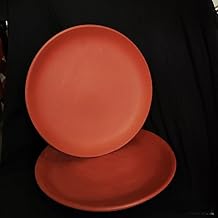 Earthenware Clay Dinner Plates 8 Inch - Terracotta Serving Plates | Set of 2 for Home, Kitchen