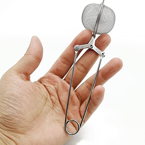 Tihood 10Pcs Snap Tea Infuser,Stainless Steel Mesh Ball Tea Strainer With Handle For Loose Tea Leaf Pincer Tea Ball Tea Filter Tong #TOP3
