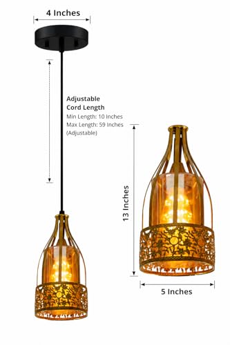Image of Modern Moroccan Design Bottle Shaped Pendant Lamp | Hanging Lamp for Living Room| Ceiling Lamp for Bedroom, Kitchen, Balcony, Restaurant /Cafe(Bulb Not Included)